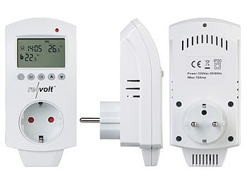 2er Thermostat Steckdose Innenthermostat Temperaturregler Schalter Fühler Timer 