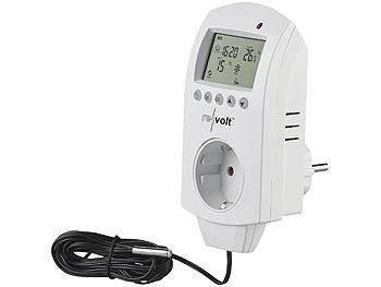Temperaturregler Steckdose mit Fühler Digital Thermostat Steckdose Timer schwarz 