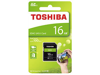 Toshiba SDHC-Speicherkarte N203 16 GB Class 10 / UHS-I, bis zu 100 MB/s