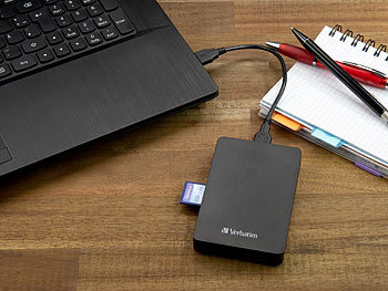 Verbatim Externe 2.5"-Festplatte, 1 TB, USB 3.0, SD-Kartenleser, 16-GB-SD-Karte