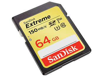 SanDisk Extreme SDXC-Speicherkarte 64 GB, UHS-I Class 3 (U3) / V30, 150 MB/s