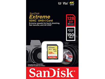SanDisk Extreme SDXC-Speicherkarte 128 GB, UHS-I Class 3 (U3) / V30, 150 MB/s