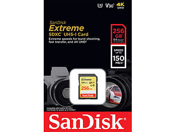 SanDisk Extreme SDXC-Speicherkarte 256 GB, UHS-I Class 3 (U3) / V30, 150 MB/s