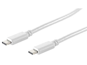 USB-Kabel Typ C auf Typ C, USB 3.1 Gen 2, weiss, 150 cm, bis 3 A / Usb C Kabel