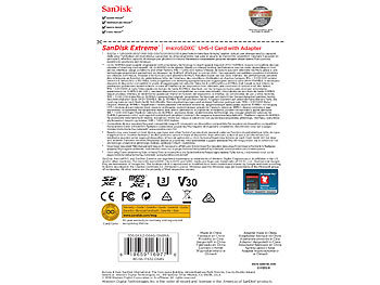 SanDisk Extreme microSDXC-Speicherkarte 64 GB, Class 10, U3, V30; A2, 160 MB/s