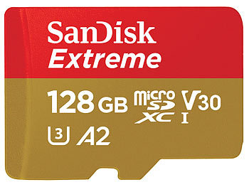 SanDisk Extreme microSDXC-Speicherkarte 128 GB, Class 3 (U3)/V30; A2, 160 MB/s