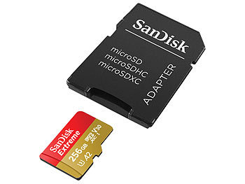 SanDisk Extreme microSDXC-Speicherkarte 256 GB, Class 3 (U3)/V30; A2, 160 MB/s