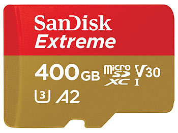 Micro-SD-Speicher: SanDisk Extreme microSDXC-Speicherkarte 400 GB, Class 3 (U3)/V30; A2, 160 MB/s