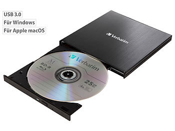 DVD Brenner: Verbatim Externer Slim-Blu-ray-Brenner, USB 3.0, Nero Burn & Archive, schwarz