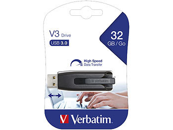 Verbatim V3 Drive, 32 GB, USB 3.0, bis 80 MB/s lesen, 25 MB/s schreiben