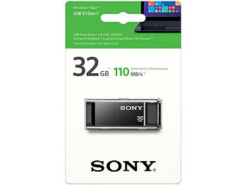 Sony USB-Stick Micro Vault X, USB 3.1, 32 GB, Lesen bis 110 MB/s, schwarz