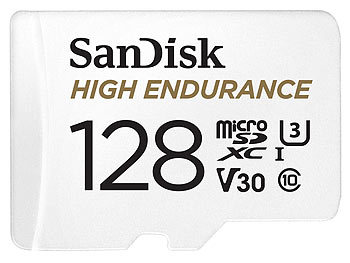 SanDisk High Endurance microSD-Karte mit SD-Adapter, 128 GB, Class 10, U3, V30