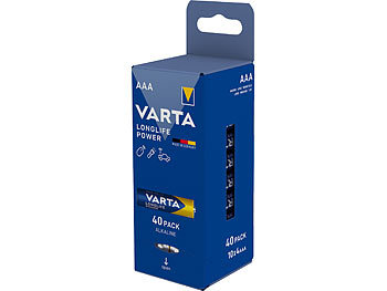 Varta Longlife Power Alkaline-Batterie, Typ AAA/Micro/LR03, 1,5 V, 40er-Set