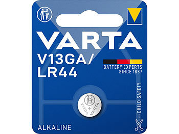 Batterie LR44: Varta Electronics Alkaline-Knopfzelle, Typ LR44 / VG13GA, 155 mAh, 1,5 Volt