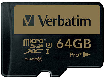 Verbatim Pro+ microSDXC-Speicherkarte 64 GB, 90 MB/s, U3, Class 10, V30, UHS-I