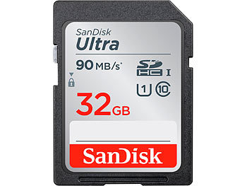 SanDisk Ultra SDHC-Speicherkarte, 32 GB, Class 10, 90 MB/s, UHS U1