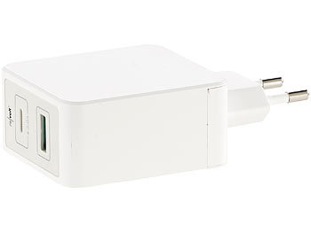 revolt Reise-USB-C-Netzteil mit Quick Charge 3.0, USB Typ C & A, 6 A / 33 W