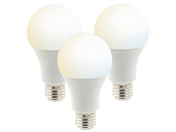 Luminea Home Control 3er-Set WLAN-LED-Lampen, mit Sprachsteuerung, E27, 1.055 lm, CCT