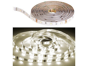 LED Streifen Komplettset: Luminea LED-Streifen-Erweiterung LAM-515, 5 m, 1.300 Lumen, warmweiß, IP44