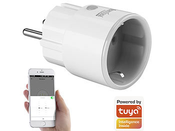 Stromzähler Steckdose: Luminea Home Control Mini-WLAN-Steckdose mit App und Bluetooth, für Alexa & GA, 16 A