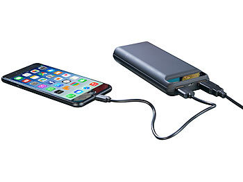 revolt USB-Powerbank im Slim-Design, 20.000 mAh, 2 USB-Ports, 2,1 A, 10,5 W