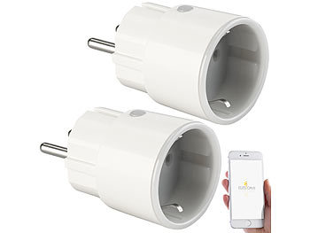 Energiemesser: Luminea Home Control 2er-Set Mini WLAN-Steckdose, App, f. Amazon Alexa, Google Assist., 16A