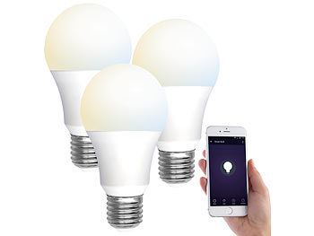 3er-Set WLAN-LED-Lampen, E27, 800lm, fÃ¼r Alexa & Google Assistant, CCT / Wlan Lampe