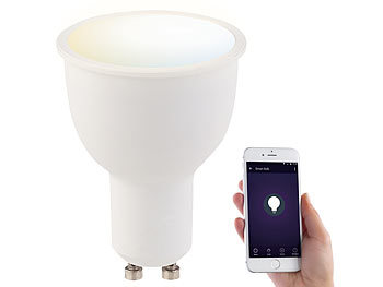 Luminea Home Control WLAN-LED-Lampe, komp. zu Amazon Alexa & Google Assistant, GU10, CCT