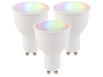 Luminea Home Control 3er-Set WLAN-LED-Lampen, Amazon Alexa & Google Assistant komp., GU10