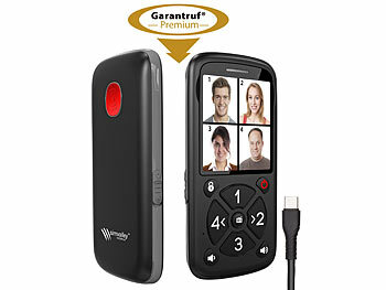 simvalley 5-Tasten-Senioren-Handy mit Garantruf Premium, Radio und Ladestation