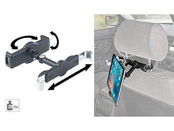 Kopfstützenhalterung: Lescars Universal-360°-Kopfstützen-Halterung für Tablet-PCs & iPads bis 12,9"