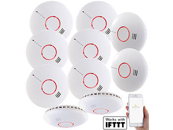 VisorTech 10er-Set WLAN-Rauch- & Hitzemelder mit weltweiter App-Benachrichtigung VisorTech WLAN-Rauch- & Hitzemelder mit weltweiter App-Benachrichtigung