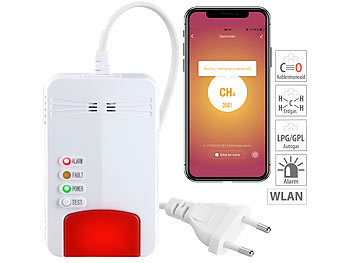 Smarter Multi-Gasmelder fÃ¼r haushaltsÃ¼bliche Gase, WLAN & App, 85 dB / Gasmelder