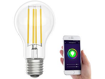 Luminea Home Control LED-Filament-Lampe, komp. zu Amazon Alexa / GA, 6500 K 4er-Set