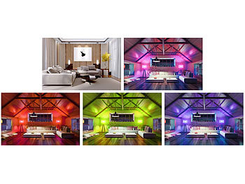 Luminea Home Control WLAN-LED-Lampe für Amazon Alexa/Google Assistant, E27, RGB, CCT, 12 W