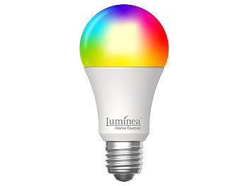 Luminea Home Control 4er-Set WLAN-LED-Lampen, für Amazon Alexa/GA, E27, RGB, CCT, 12 W