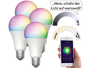 Smart Home LED Glühlampe A60 E27 in Birnenform RGB 9W für Alexa Google Home Wlan 