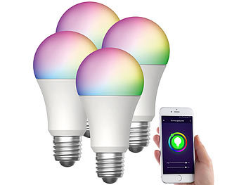 4er-Set WLAN-LED-Lampen, fÃ¼r Amazon Alexa,GA, E27, RGBW, 15 W / Wlan Lampe
