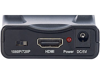 Scart auf HDMI Konverter mit Upscaler - Eingang Scart: PAL, NTSC 3.58; NTSC  4.43; PAL/M; PAL/N,Ausgang HDMI: 720P / 1080P (60 Hz), PLUG & PLAY