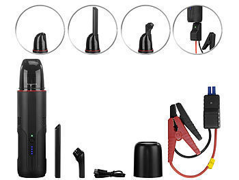 USB Staubsauger Auto: revolt 3in1-Kfz-Starthilfe, Staubsauger & USB-Powerbank, 47 hPa, 10 Ah, 800 A