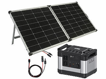 Solar Powerbank: revolt Powerstation & Solar-Generator mit 240-W-Solarpanel, 1.100 Wh