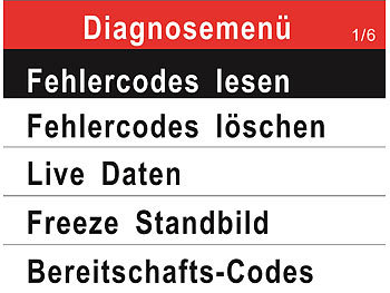 Lescars OBD2-Diagnosegerät OD-450 mit 6,1-cm-Farbdisplay (2,4"), bis 300 Codes