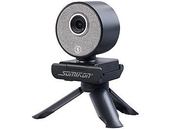 Somikon Autotracking-USB-Webcam mit Full HD, Super-WDR, 120°, Stereo-Mikrofon