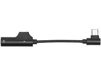 auvisio Kopfhörer-Adapter USB-C auf 3,5-mm-Klinke mit Anruf- & Ladefunktion