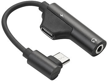 auvisio 2er-Set Kopfhörer-Adapter USB-C auf 3,5-mm-Klinke mit Ladefunktion