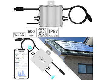 Wechselrichter 600 Watt: revolt WLAN-Mikroinverter für Solarmodule, 600 W, App, geprüft (VDE-Normen)