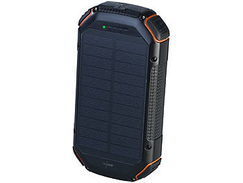 revolt Solar-Powerbank mit 20 Ah, Qi-kompatibel, USB-C, 15 W, SOS-Licht, IP54