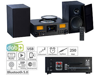 Internetradio: VR-Radio Micro-Stereoanlage: Webradio, DAB+, CD, Bluetooth, App, 300 W, schwarz