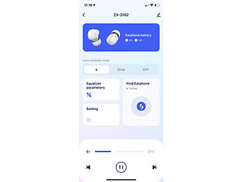 auvisio In-Ear-Stereo-Headset, Bluetooth 5, Ladebox, 18 Std. Spielzeit, App