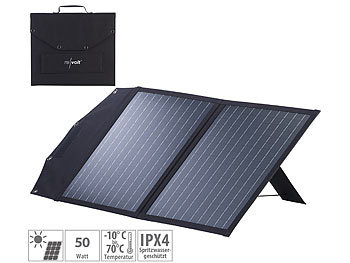 Solarpanel mobil: revolt Faltbares Solarpanel, 2 monokristalline Solarzellen, MC4-Stecker, 50 W